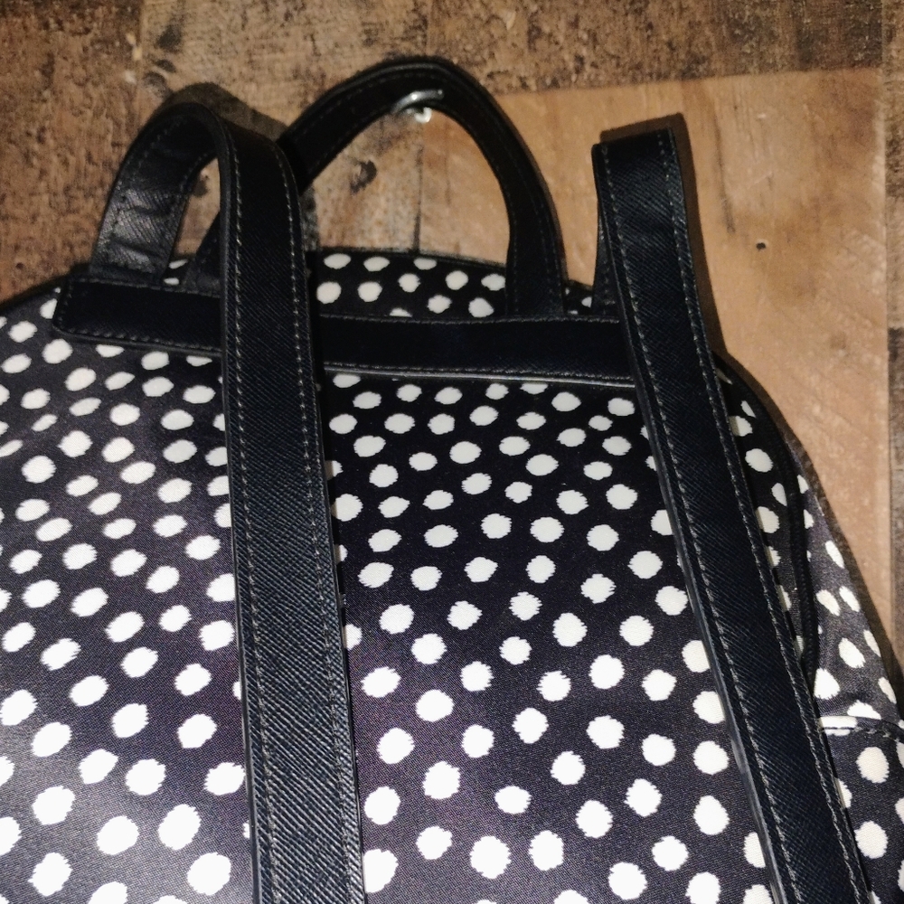 Kate Spade Polka Dot Small Nylon Mini Backpack travel black white - Picture 7 of 11